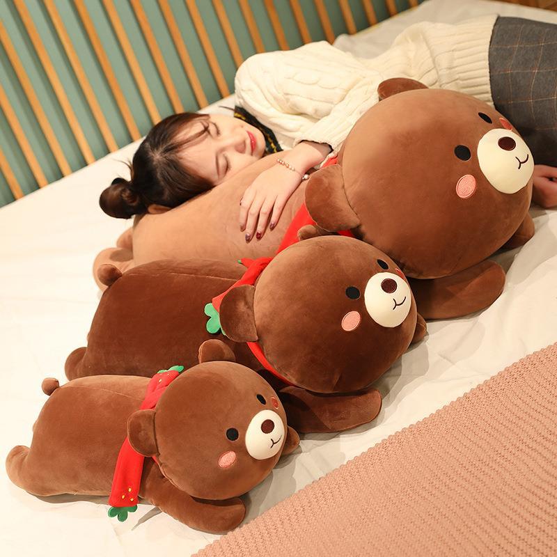 Plush Toy Big Bear Girl Sleeping In Bed Pillow Child Birthday