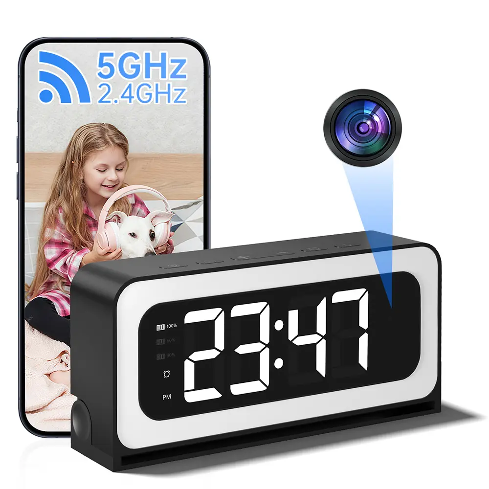 3MP Black Color Wireless Wifi Alarm Clock