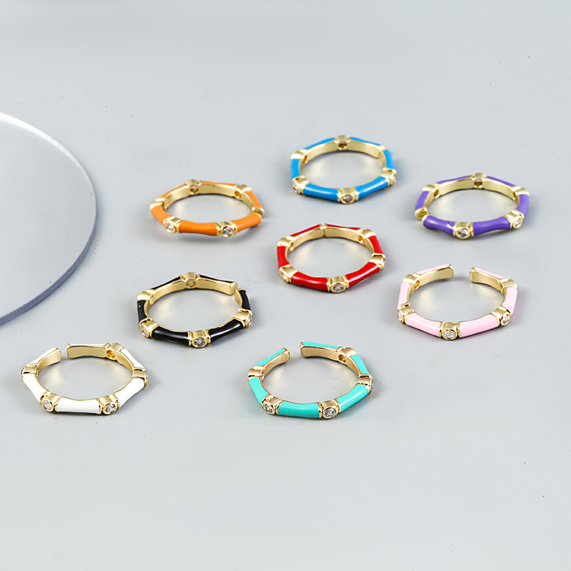 Micro Set Zircon Accessory Drip Bamboo Ring
