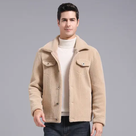 Grain Fleece Men Jacket Autumn and Winter New Style