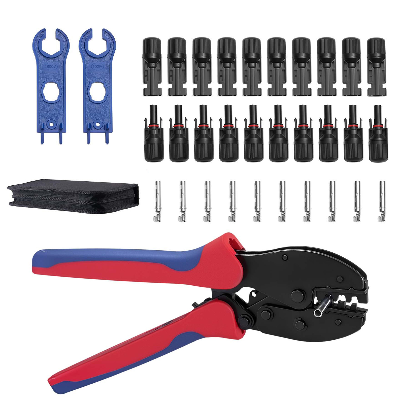 Crimping Tool, 14-10 AWG Ratcheting Solar Connector Crimper Tool Kit, Clear Metric & AWG Markings, With 10 Pairs Solar Connectors, 10 Pairs Of Cable Connectors, Wrenches, And A Storage Case — foto 10