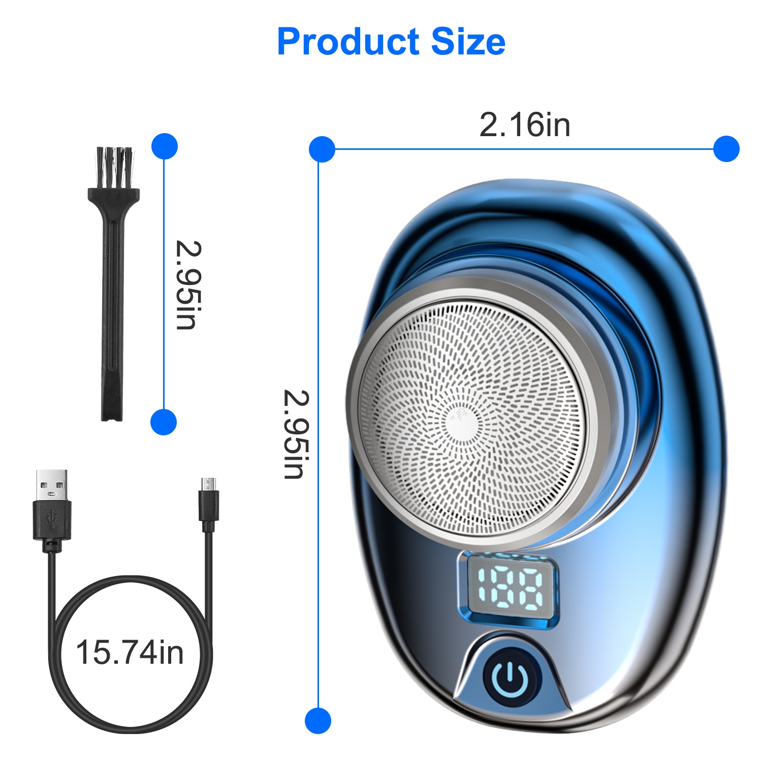 Gold-Blue-Black Color Options 1Pc Portable Electric Shaver With LED Digital Display Type-C Rechargeable Electric Razor For Men Electric Beard Trimmer For Home O