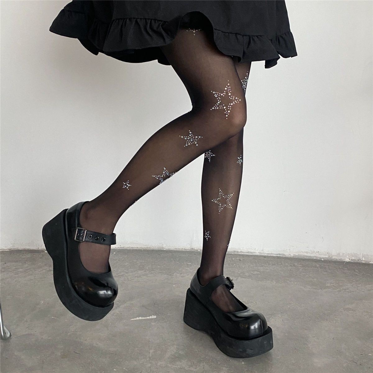 Spring And Summer Pure Desire Hot Girl Style Pentagram Stockings, Japanese Lolita Pantyhose, JK Thin Transparent Women's Socks