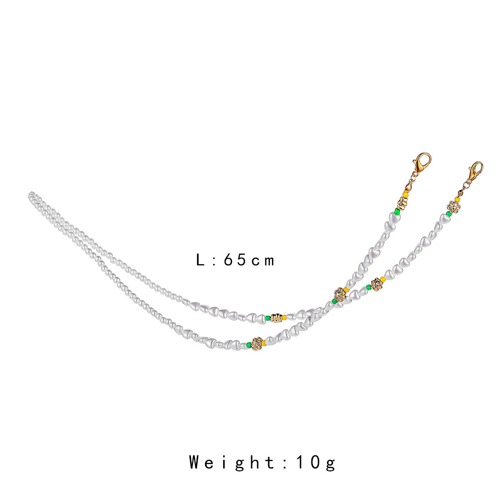 Fashion Heart-shaped Pearl Glasses Chain Retro Flowers Beaded