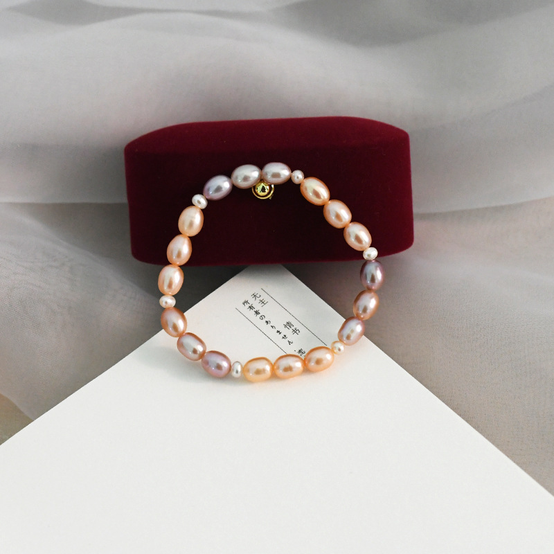 Title 4, Freshwater Pearl Orange Candy Bracelet Purple