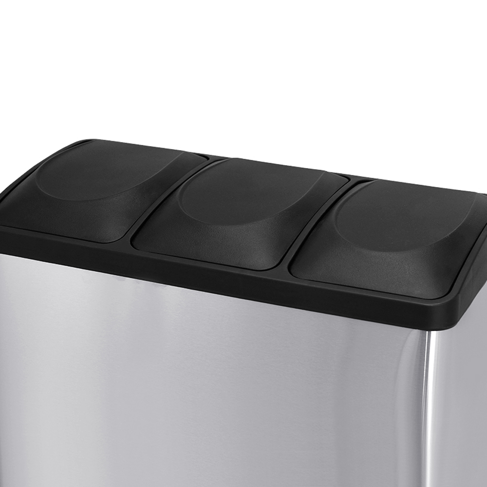 Rubbish Bin, Recycling For Kitchen, Stainless Triple Compartment Food Waste — image 10