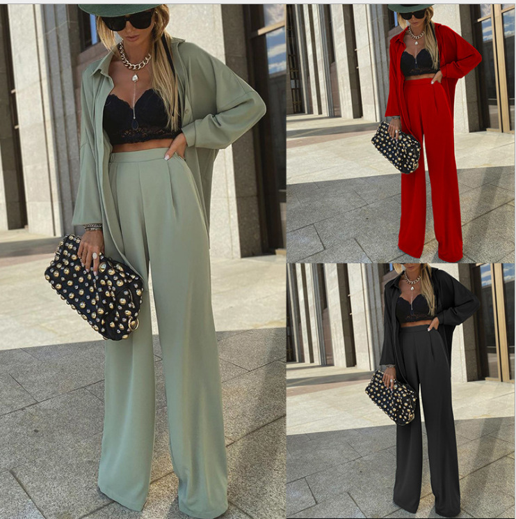 Two-piece Sun Protection Shirt Fashion Casual Wide-leg Pants