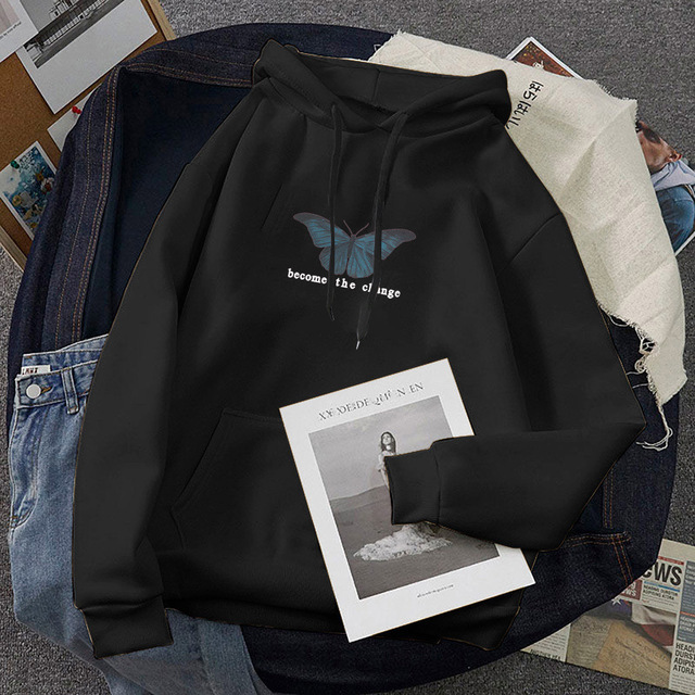 Title 5, Butterfly Print Long-Sleeved Plus Velvet Sweats...