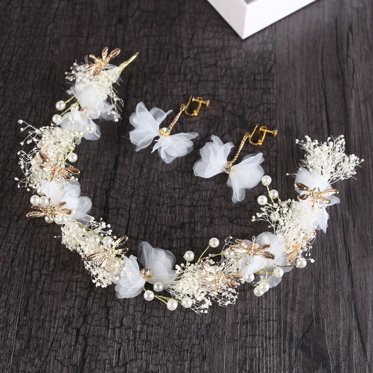 Silk Yarn Gypsophila Bridal Headgear White - Shop at LoveMi