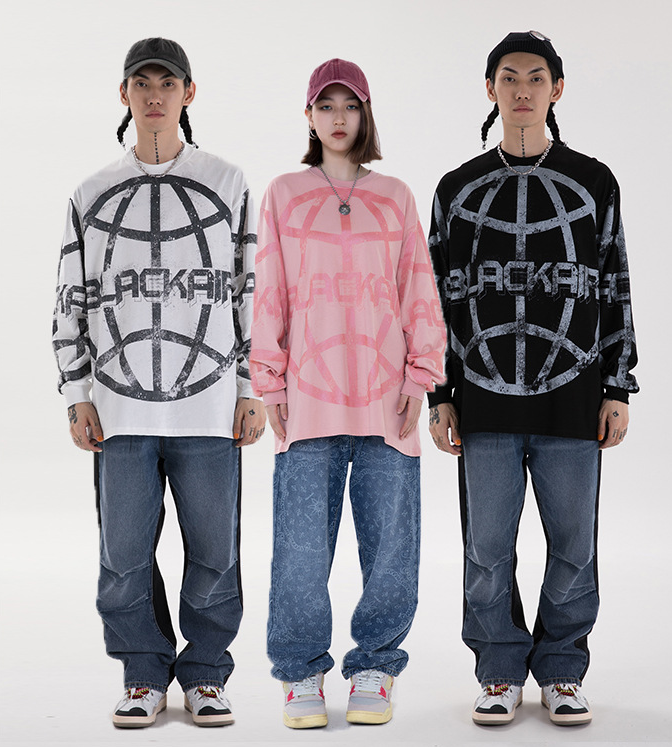 Title 4, Verontruste Print Planet Sweater Alfabet Hiphop...