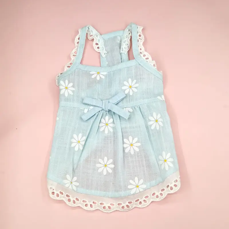 Dog Clothes Lace Skirt Cat Sunflower Printing