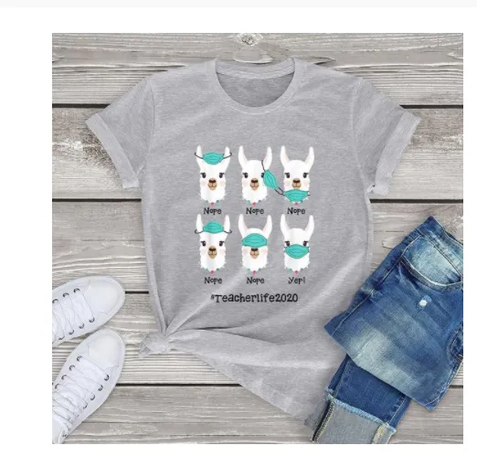 Short sleeved Printed Cotton T shirt Cross border Foreign Trade Grey - Shop at LoveMi