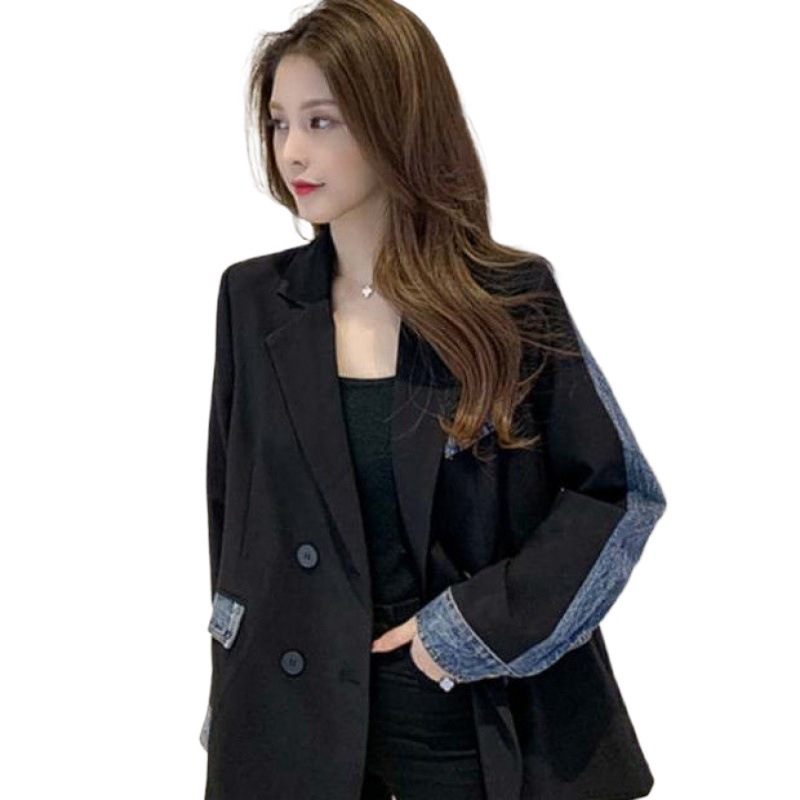 Women's Casual Denim Stitching Suit Jacket Tops - Image 5