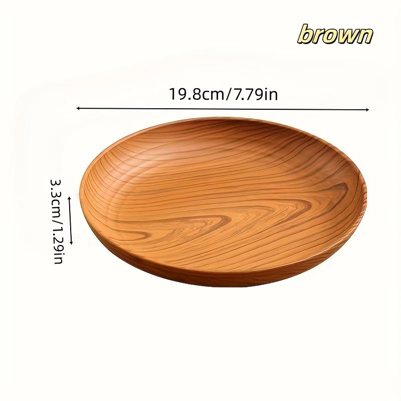 10 Creative Wood Grain Plastic Plates - Round Striped Design, High-Quality Lightweight, Suitable For Home, Dessert Shops 2