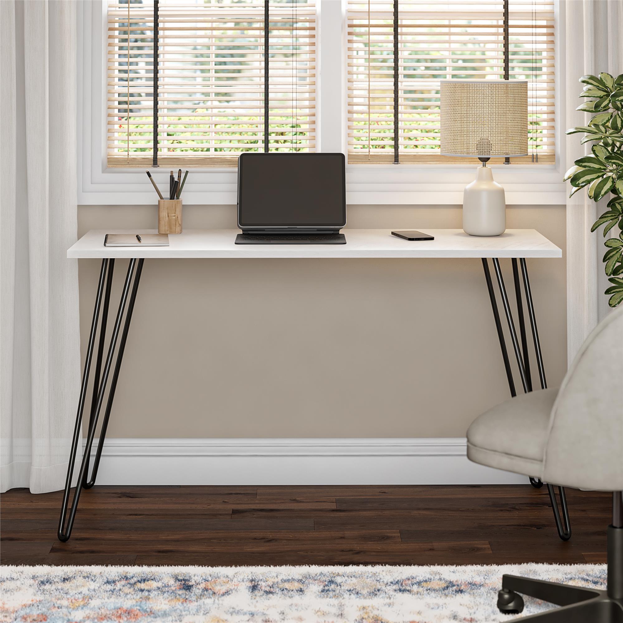 Writing Desk With Black Hairpin Metal Leg_voghion.com