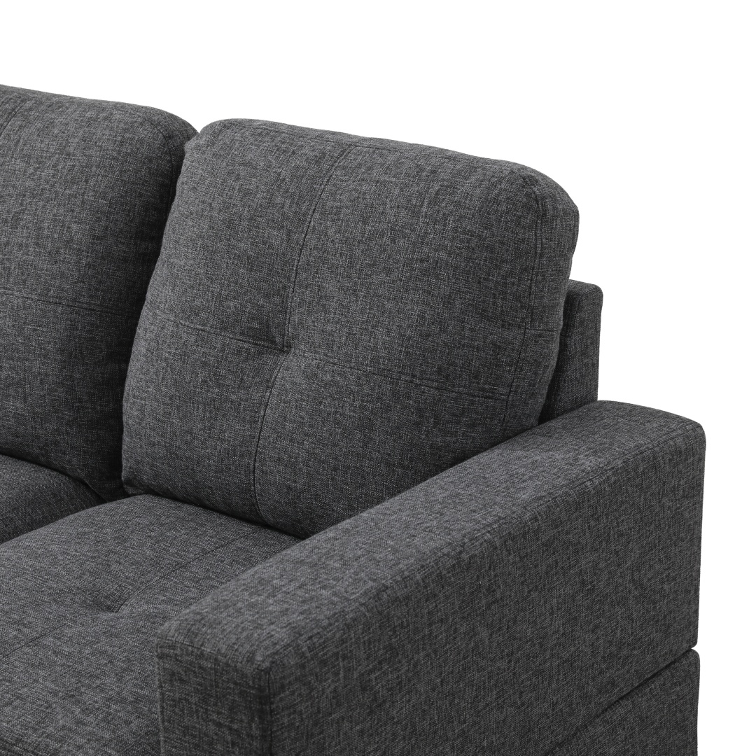 Pickup Only--Black Grey Linen 3-Piece Couch Living Room Sofa Set