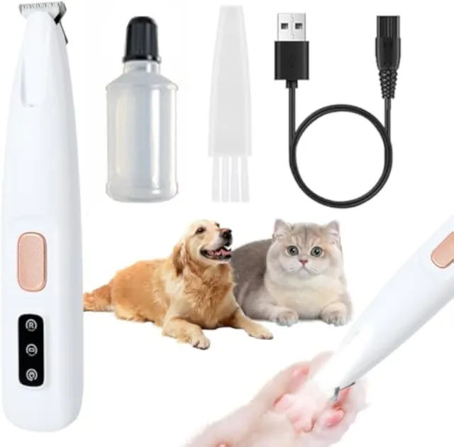 Dog Paw Trimmer Electric Dog Trimmer For Paws Pet Paws Trimmer With Led Light Rechargeable Low Noise Pet Trimmer Hair Clipper White - Shop at LoveMi