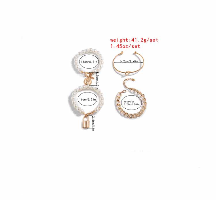 Fashion Alloy Pearl Portrait Bracelet Set