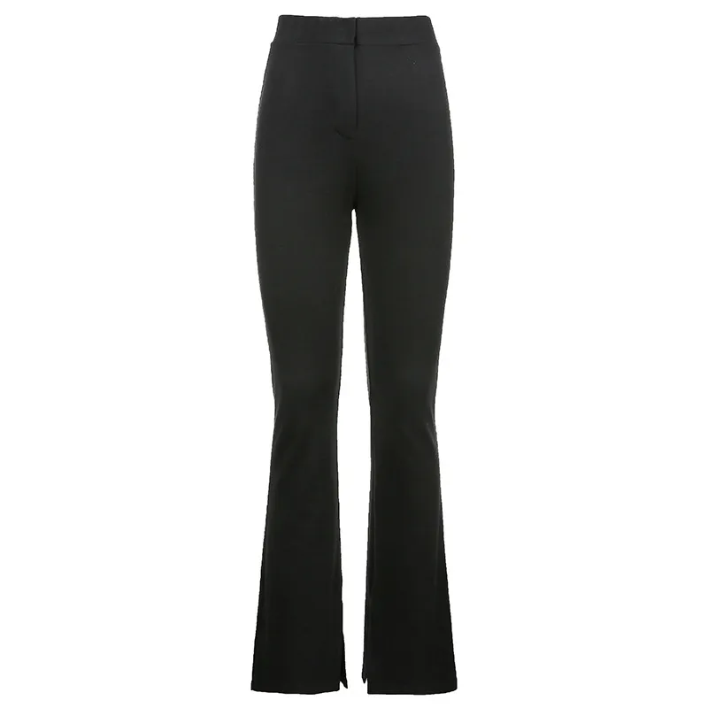 La Trousers Women's Sports And Leisure Trousers High Waist Split Slim Slimming Trousers - Black