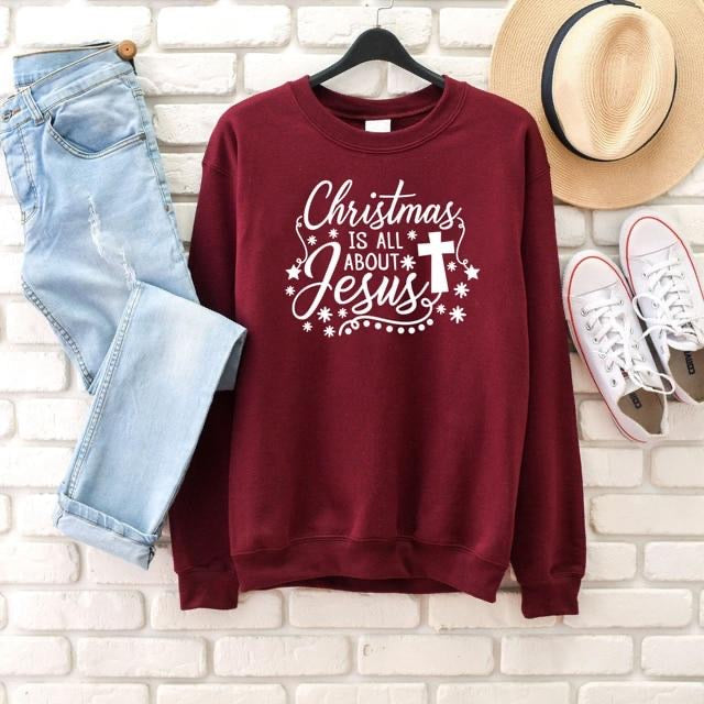 Sweater European And American Art Style Sweater Letters Wine Red And White - Shop at LoveMi