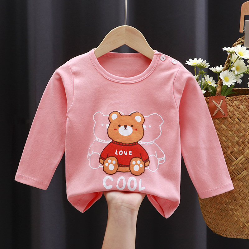 Boys And Girls Cartoon Print Bottoming Shirt