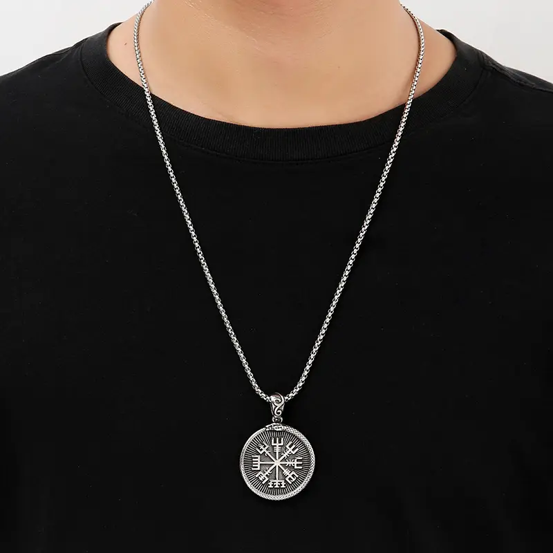 Triangle Rune Logo Stainless Steel Pendant Vintage Necklace