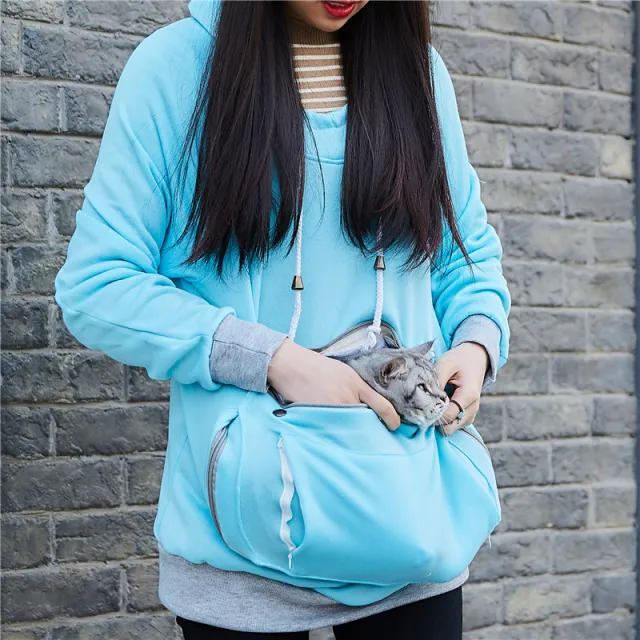 Women Pullover Hoodie Sweatshirt For Pets Cat Small Dog Light Blue - Shop at LoveMi