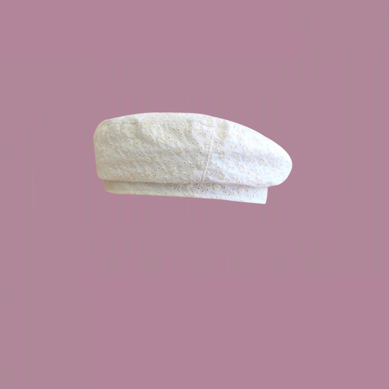 Embroidered beret beige