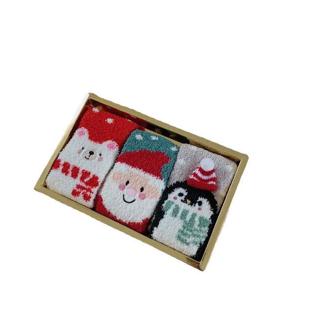 Autumn And Winter Thickening And Warmth No Fluffy Coral Fleece Christmas Socks Boxed Coral - Shop at LoveMi