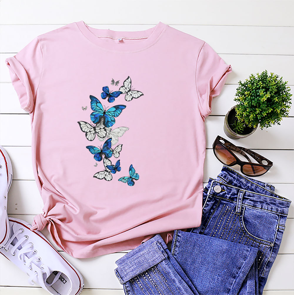 Title 7, Womens fashion flying butterfly print cotton r...