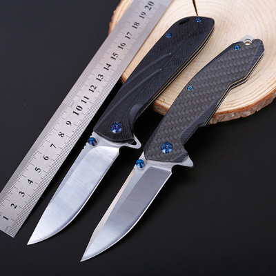 Title 6, D2 Carbon Fiber Handle Folding Knife Sharp High...