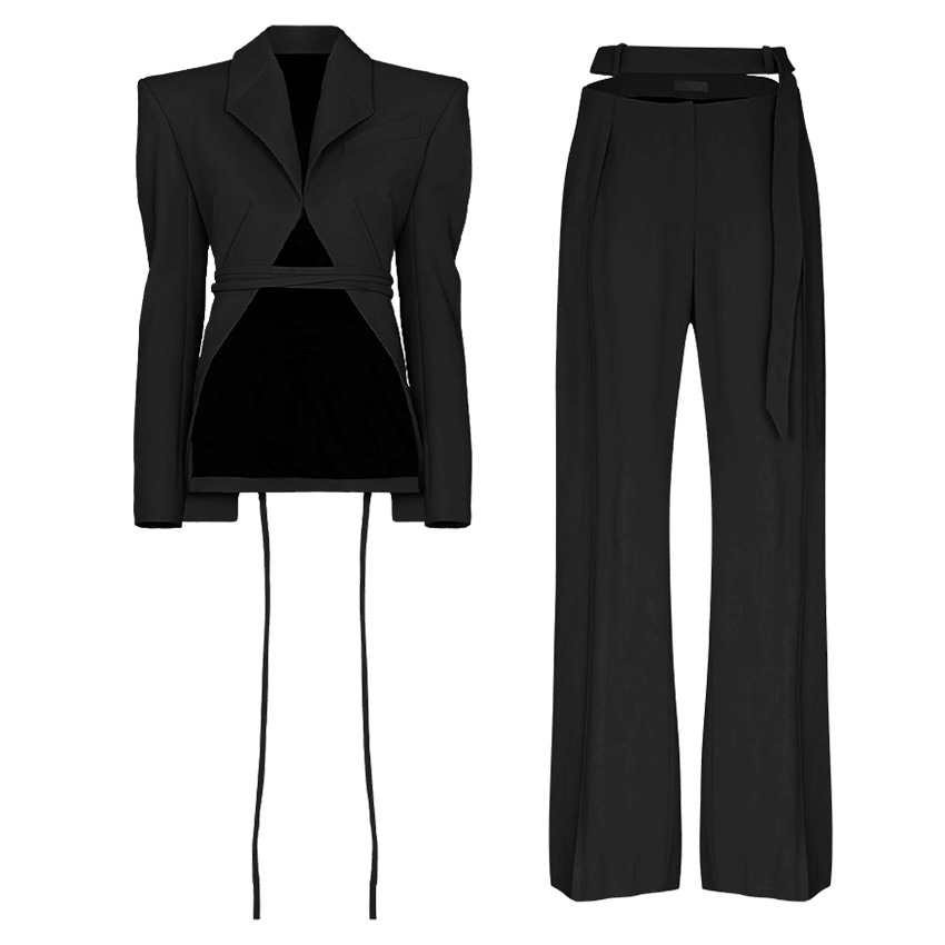 Title 4, Drawstring Wide Shoulder Suit Jacket and Hollow...