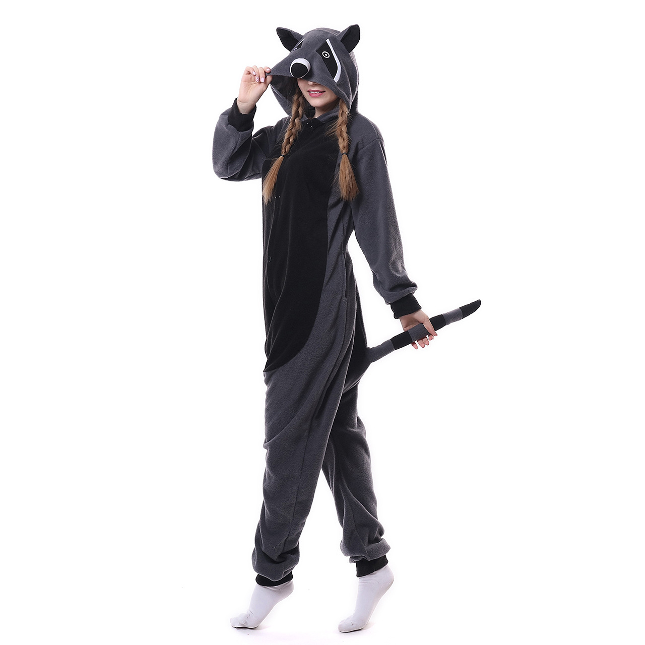 Title 8, Grey Raccoon One Piece Pajamas Autumn And Winte...