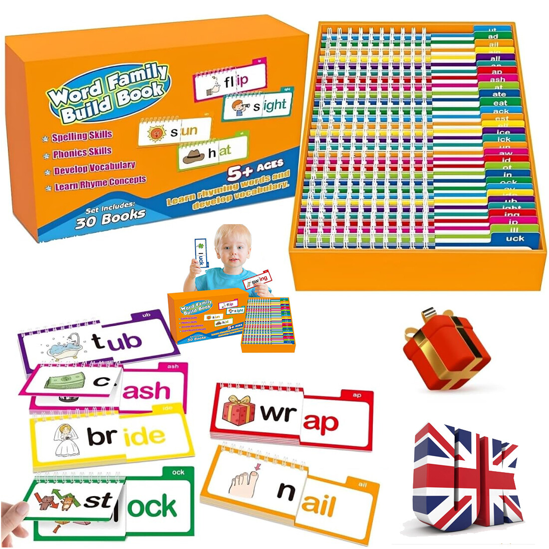 30 Read And Rhyme Flip Books,Word Families Flash Cards,