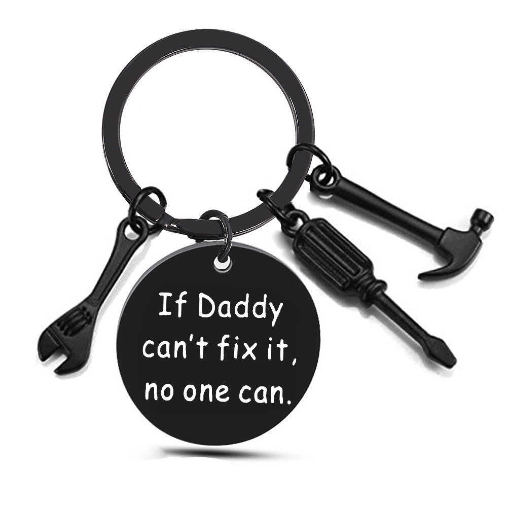 Father's Day Keychain Stainless Steel Hammer Daddy Black - Shop at LoveMi