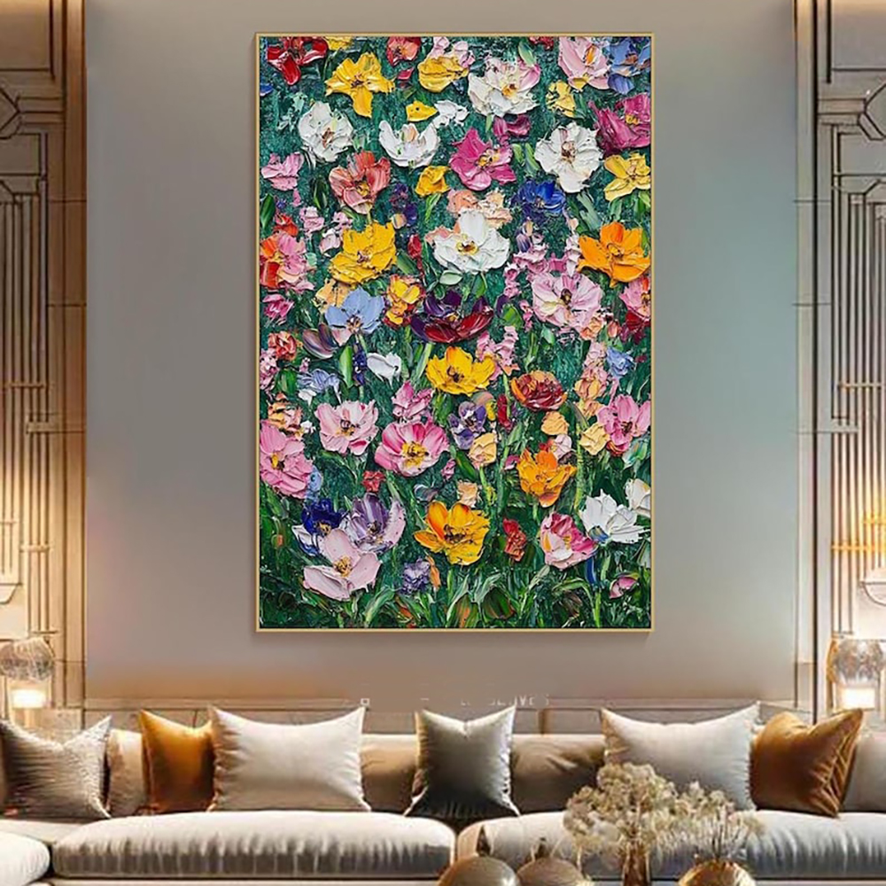 A Vibrant Floral Canvas Frameless  Hand-painted Oil Painting Transform Your Home Into Garden With This Amazing Design 5