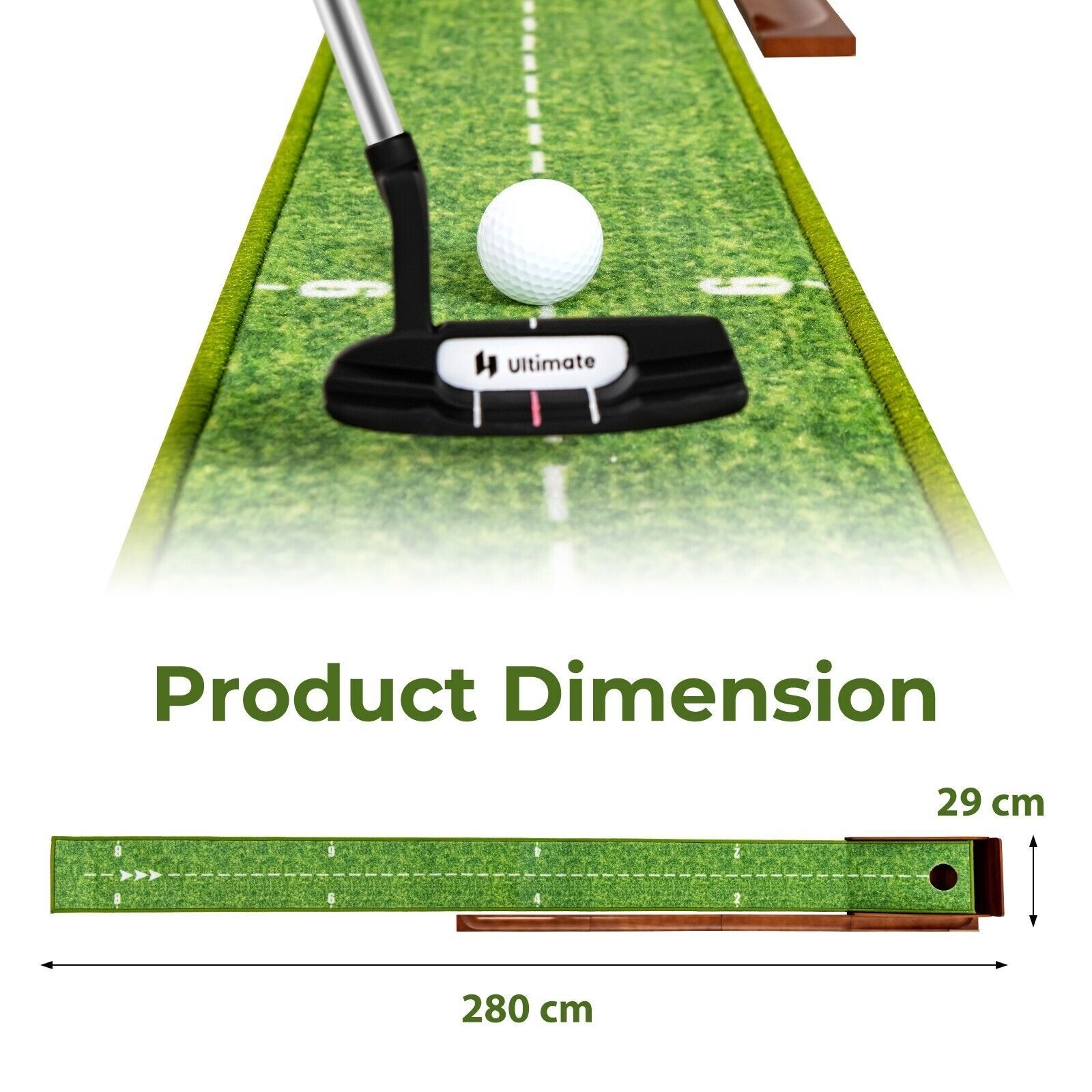 Golf Putting Mat Putting Green Practice Training Aid Auto Ball Return One Hole - Image 8