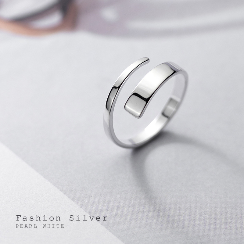 S925 Silver Ring Women's Korean-style Fashion Temperament Line Ring