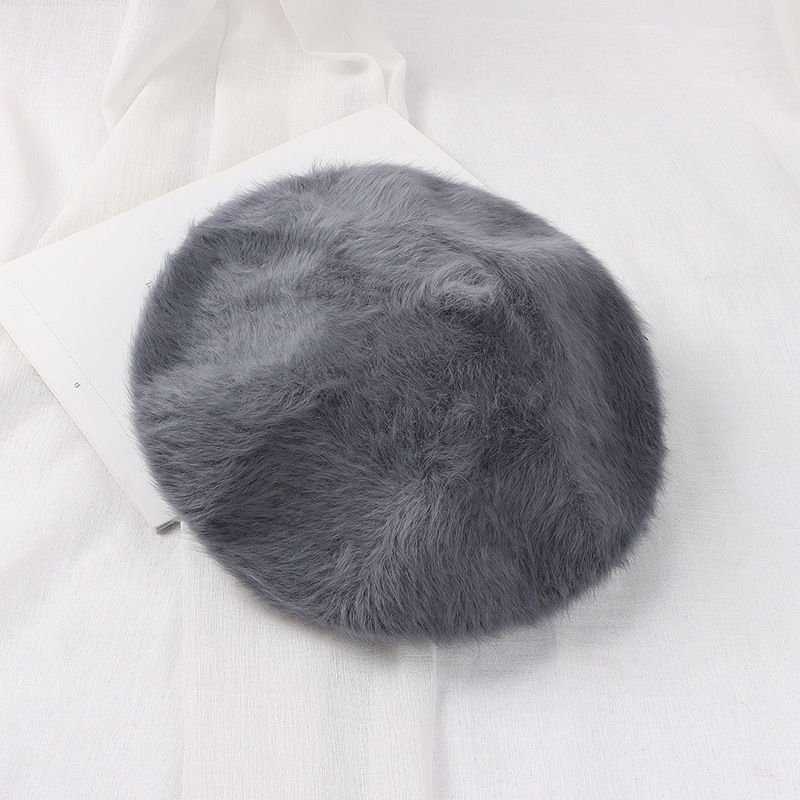 Solid Soft Girl Plush Knitted Artist Hat