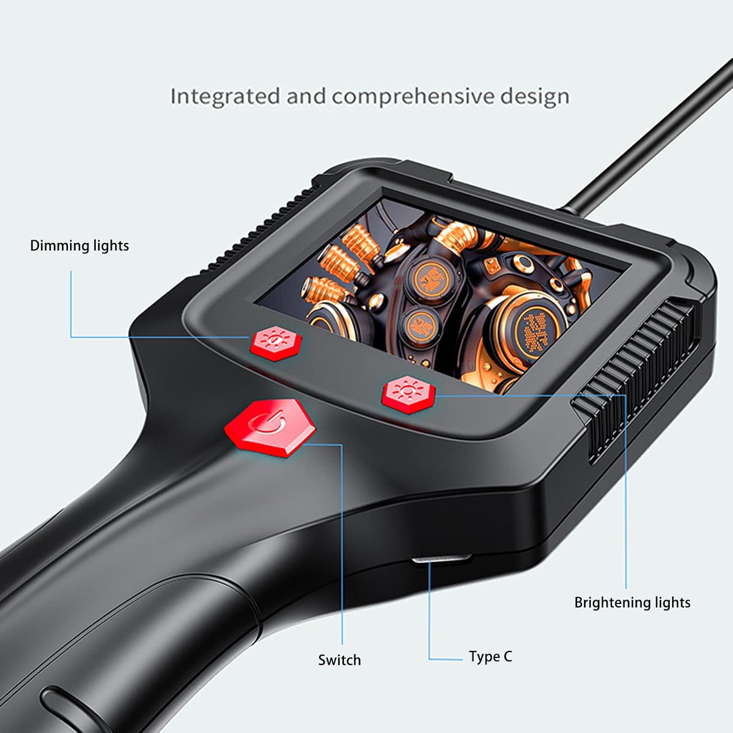 HD Dual-Lens Waterproof Endoscope Camera With Built-in Lights  Inspection Endoscope