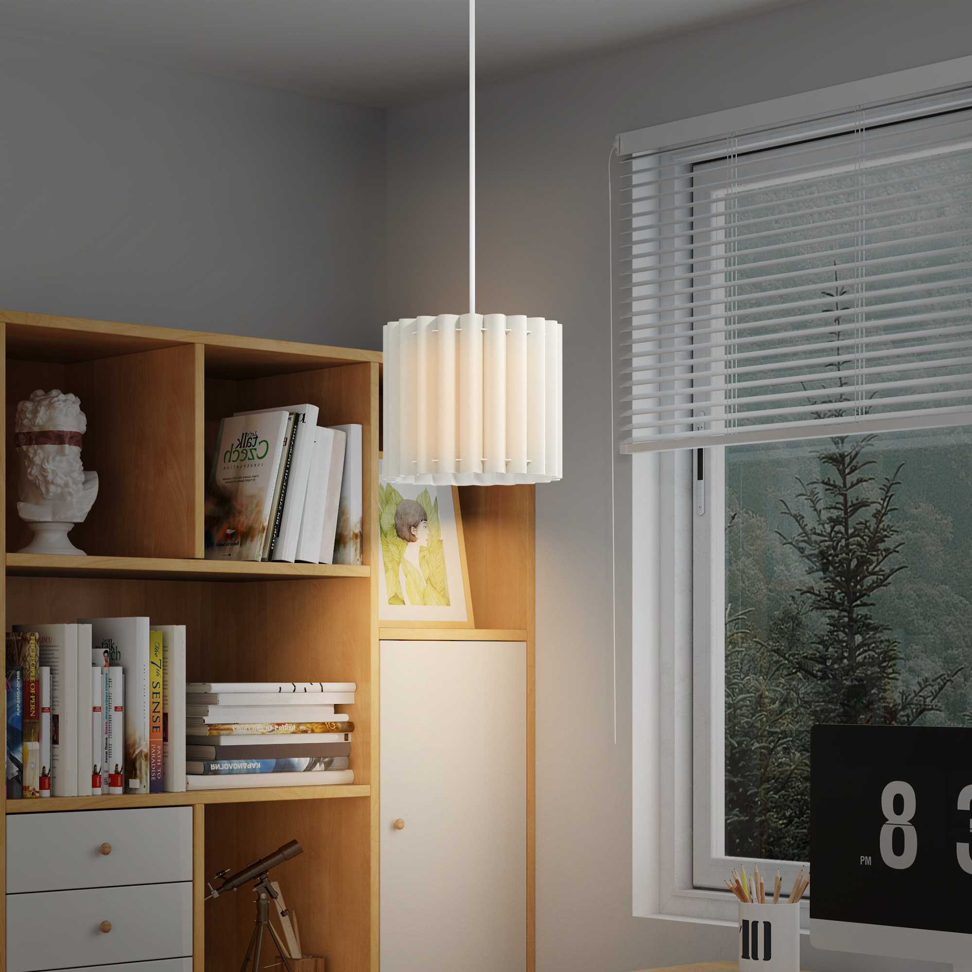 Linen pendant light, bedside ceiling light, e27 bulb,