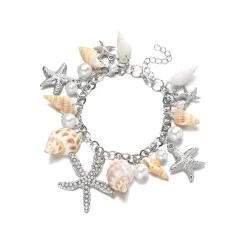 Fashion Tide Ocean Bohemian Style Sea Star Shell Bracelet - Silver - View 1