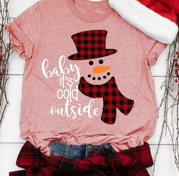 Title 7, Santa Snowman Print Short Sleeve T-shirt