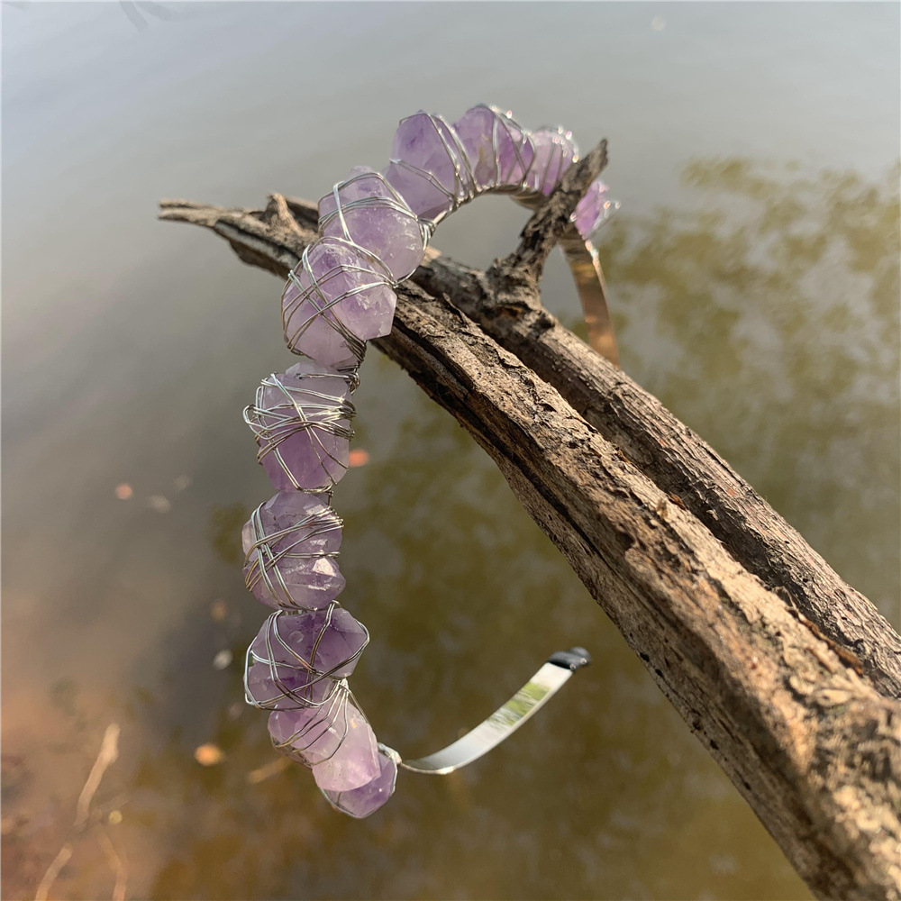 Natural Crystal Quartz Crown Born Amethyst Gemstone Wedding Headdress — foto 3