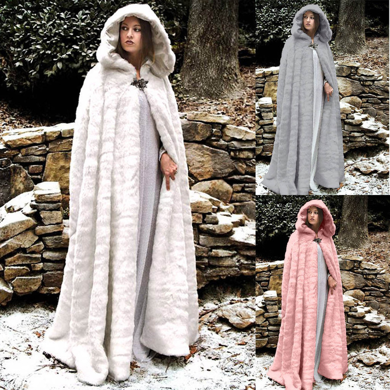 Faux Fur Ladies Winter Warmth And Thick Bridal Cloak