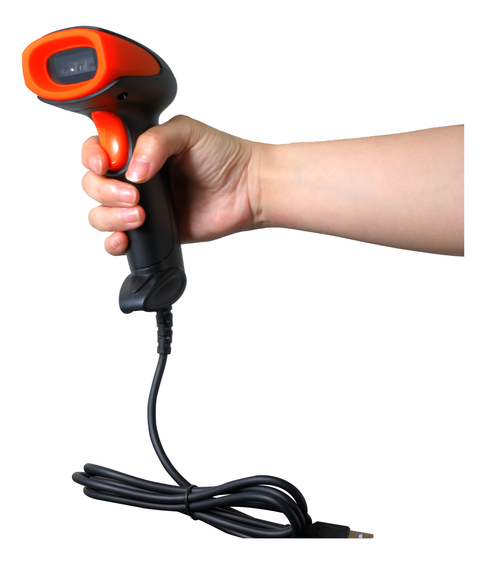 Wired USB 1D Handheld Scanner, Black And Red, 5V.