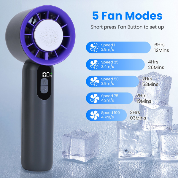 Speed Handheld Cooling Fan With Superconducting Ice Pack, 3000mAh Rechargeable Portable Mini Air Cooler With LCD Display For Summer Outdoor Travel — foto 2