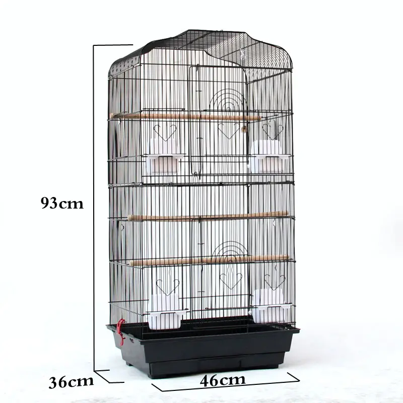 Portable Pet Display Wire Bird Parrot Cage — Black 46x36x93cm