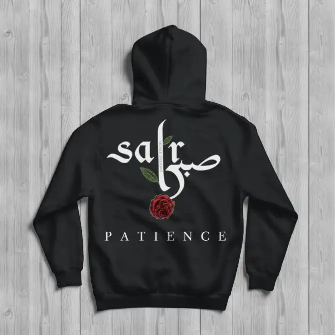 Virtue Series Patient Back Design Printed European And American Plus Velvet Hooded Sweater For Men And Women