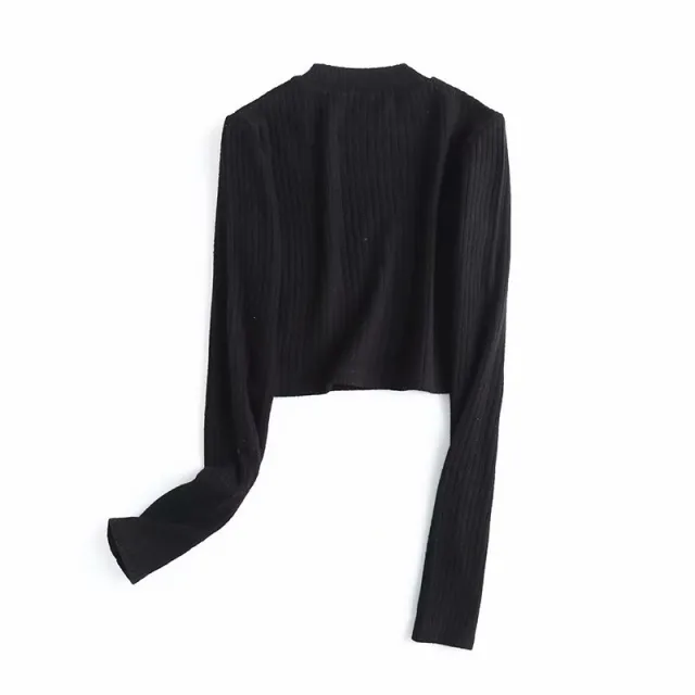 Slim Short Long Sleeved T Shirt Women Highwaist Flared Trousers Top Black - Shop at LoveMi
